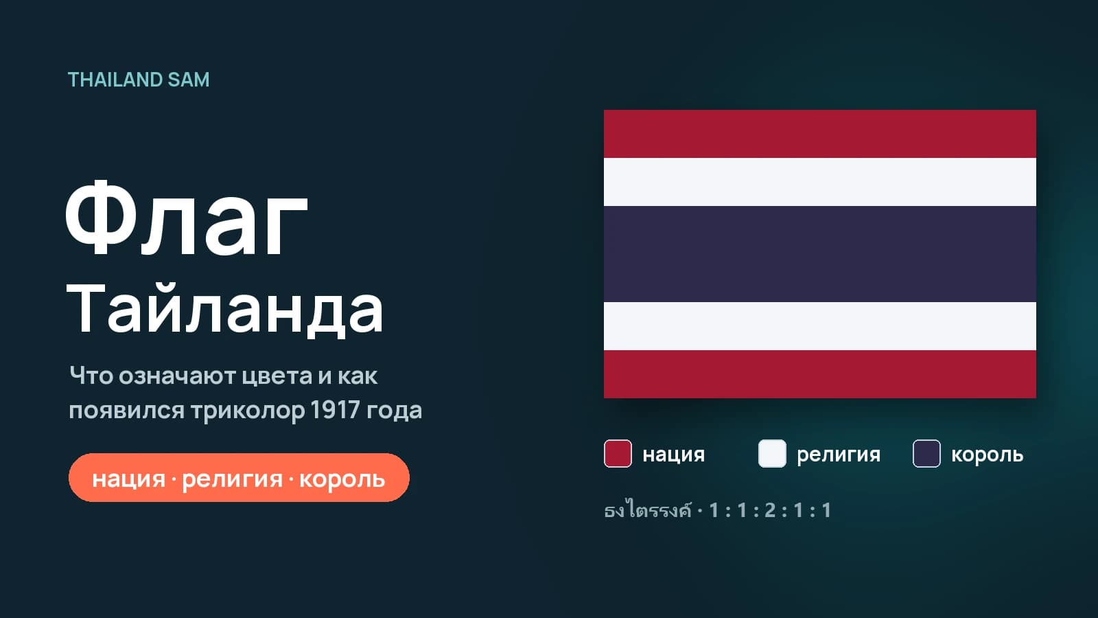 Флаг Тайланда: как выглядит, что означают цвета и история